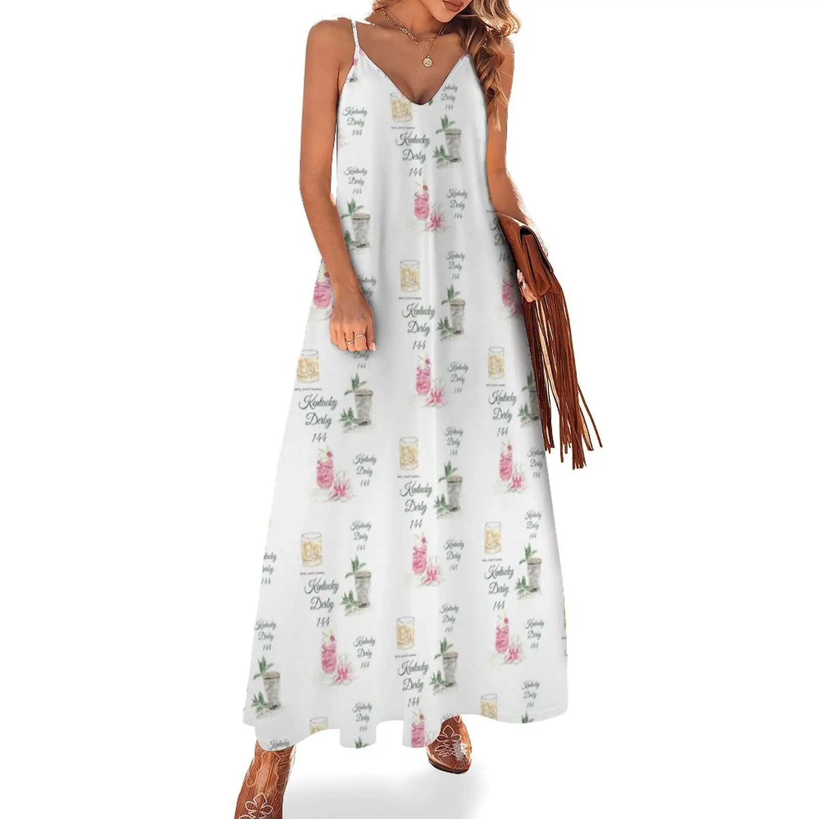 

Kentucky Derby 144, Cocktail, Watercolor, Horse race, KYDERBY Sleeveless Dress Summer women's clothing women long dresses