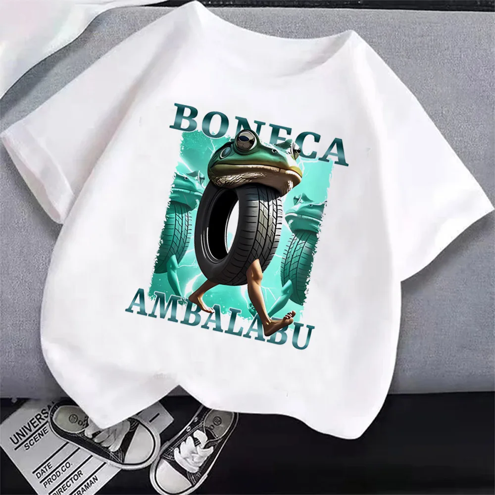 Children's Anime Cartoon Print Italian T-Shirt - Absorbent Casual Round Neck Top