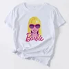 Barbie Cartoon T-Shirt Women Letter Top Crew Neck Print Summer Short Sleeve Clothes Anime Kawaii Oversize Girls Tshirts 4