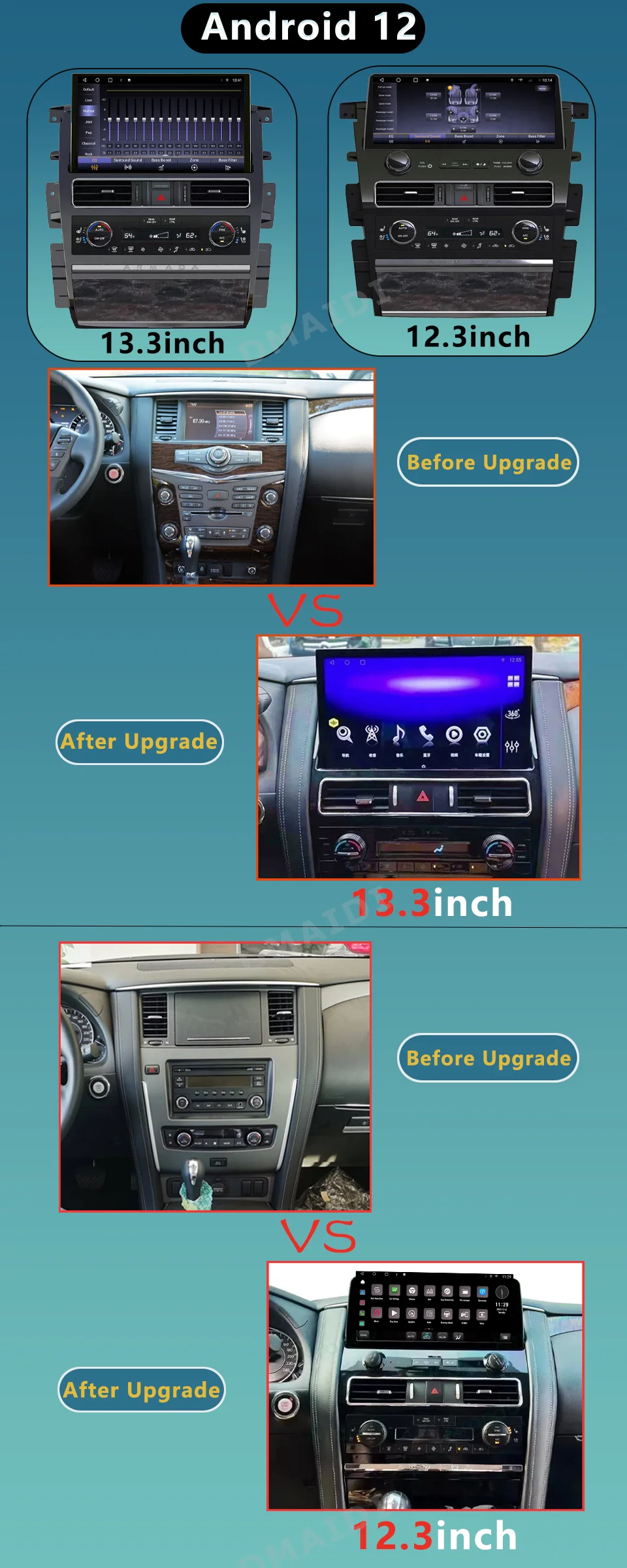 ֻ Ʈ Y62 Armada ڵ  LCD ú, ũ  ý ӵ  г , 12.3 ġ