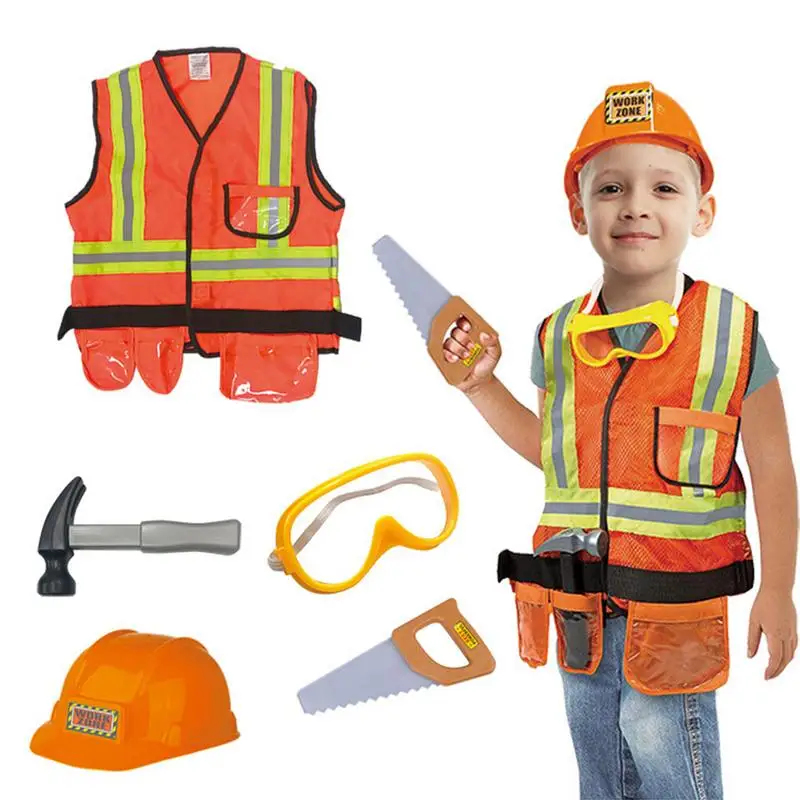 

New Hot Children's Engineering Costume Kids Construction Worker Cosplay Costume Professional Experience Clothing Uniform Set