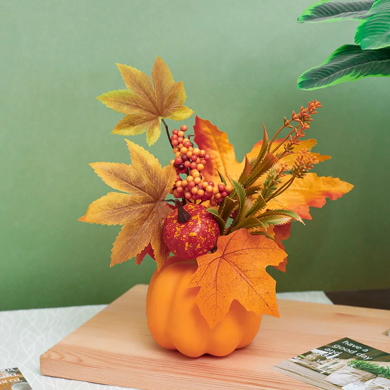 1PC Simulation Kürbis Ornament, Halloween Ernte Festival Kürbis, Herbst Indoor Home und Office Desktop Simulation Blume – Detail 8