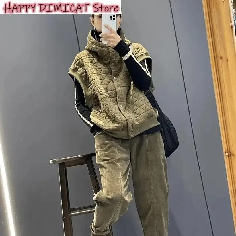 

Women's Outerwear Vests Women's Loose Short Sleeve Cotton Padded Jacket Female Hooded Winter Puffer Vest Coat