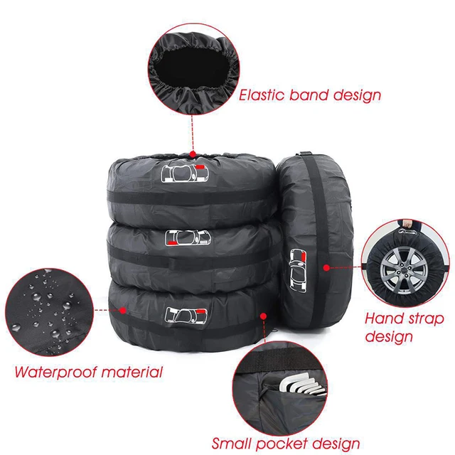 Sacs de rangement pour pneus de voiture, lot de 4 pièces, housse de protection anti poussière en Polyester pour pneus de roue de véhicule -2