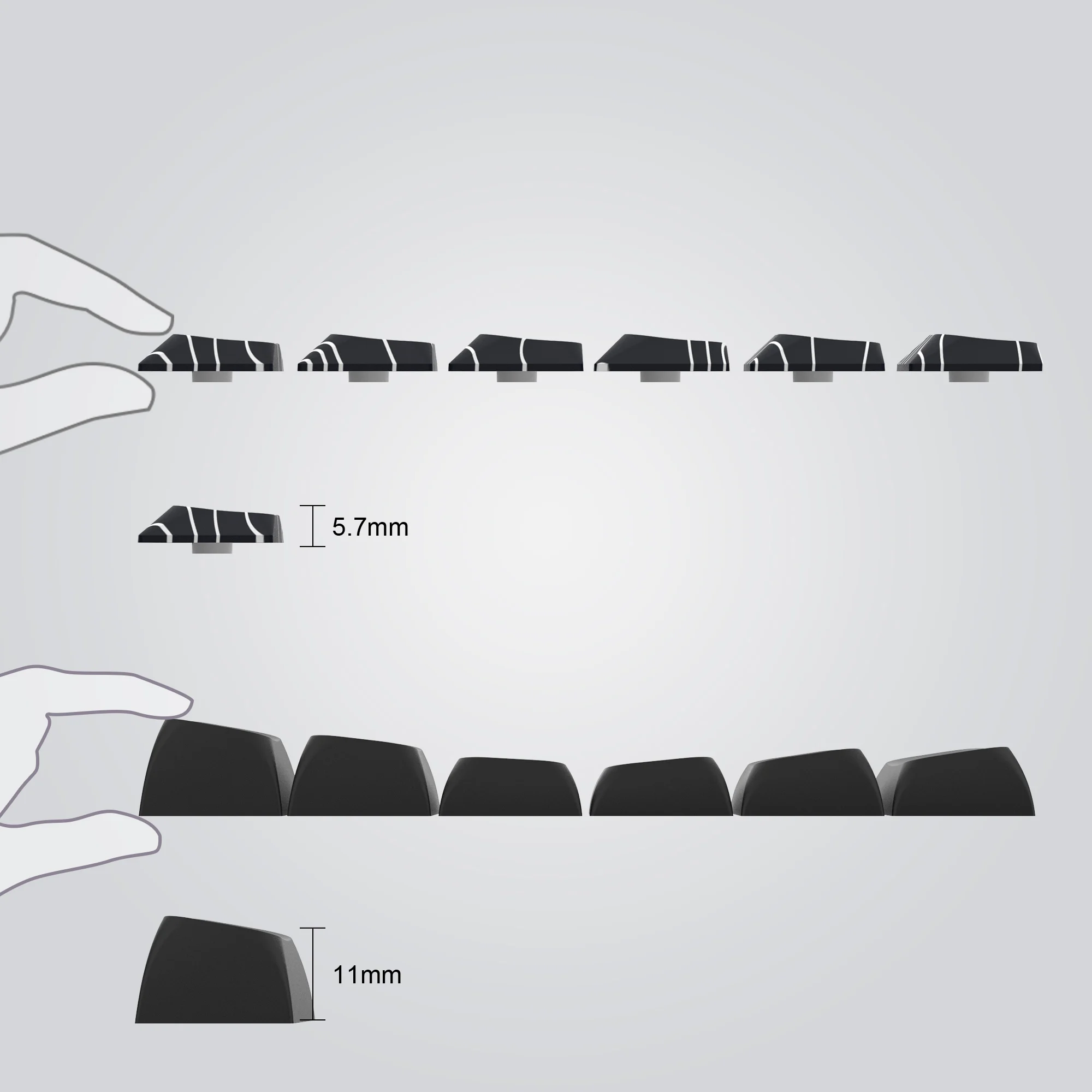 Keycap Topografici Catekro - 118 Tasti Trasparenti Con Legende Laterali | Per Tastiere 75% E 60% - Foto 2