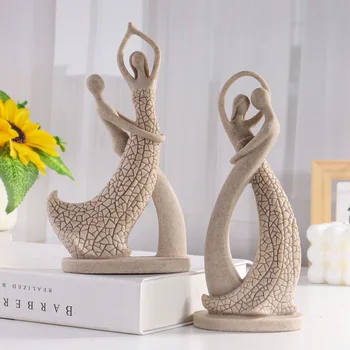 Figurine en grès pour amoureux de style européen, décoration artisanale en résine pour salon, cadeau de saint-valentin 1