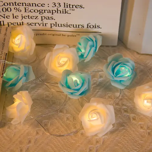 Rose String Lights Battery Operated Flower Garland Fairy Lights Valentine Wedding Party Decoration Christmas Home Decor Lights - Image 6