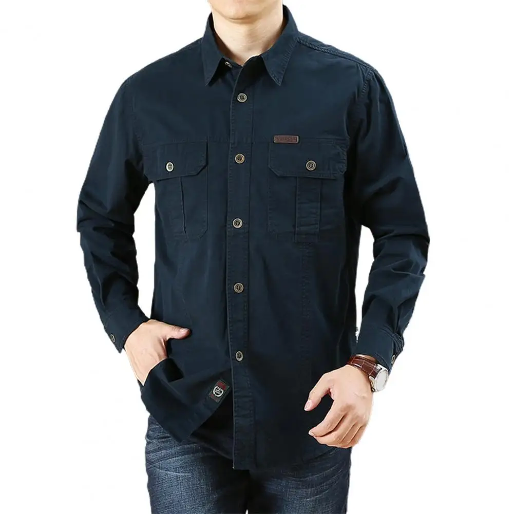 Spring Autumn Denim Men Shirts Long Sleeve 100% Cotton Camiseta Masculina Army Military Casual Shirts cotton shirt denim shirt long sleeve shirt men casual shirt