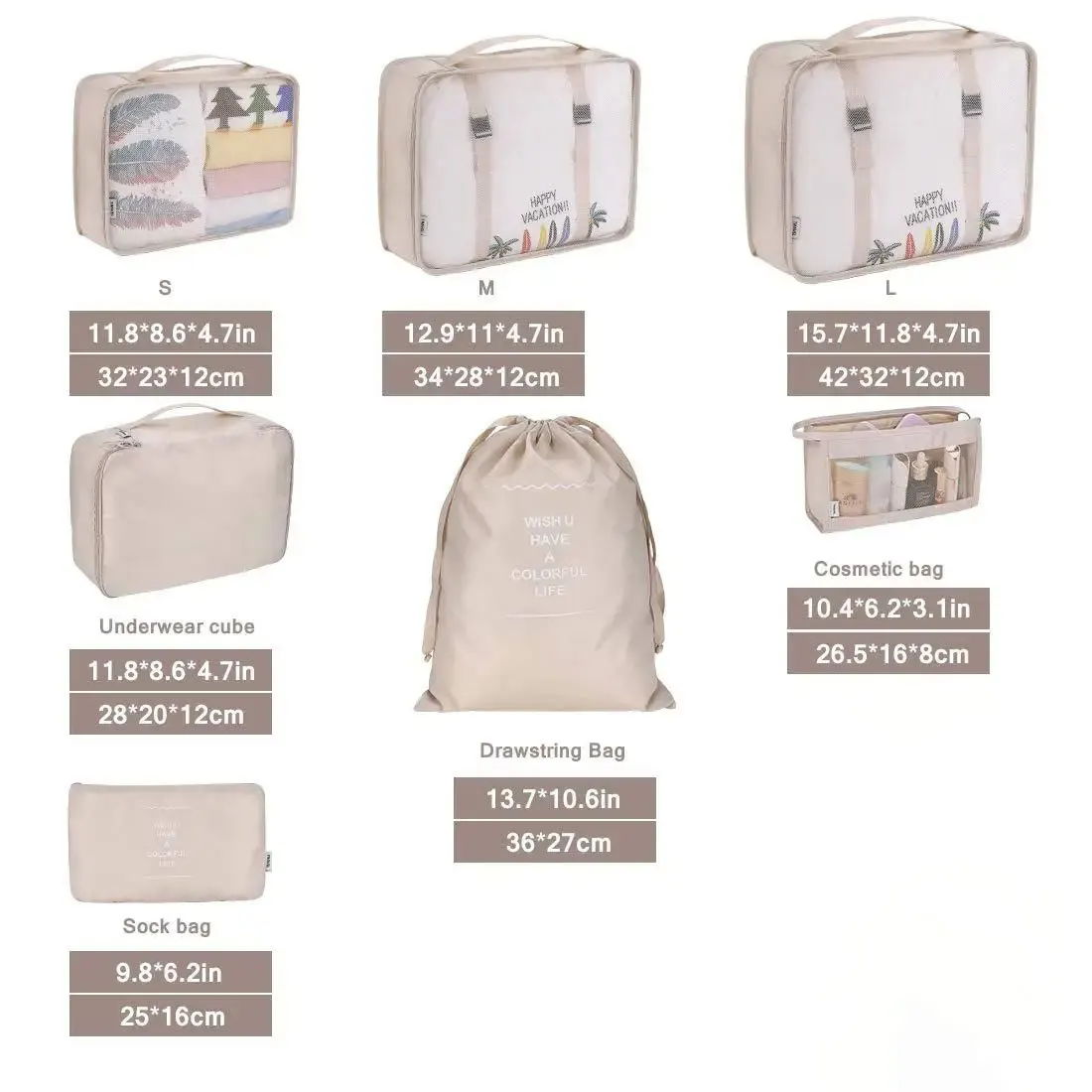 7Pcs Folding Travel Organizer Storage Bags Wardrobe Cube Suitcase Packing Set Storages Luggage Clothes Shoe Box 2