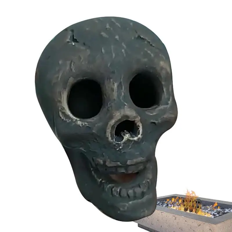 

Human Skull Fire Logs Ceramic Fireproof Fire Pit Skull Log Reusable Imitated Human Skull Skeleton Head Decor Terrifying Props