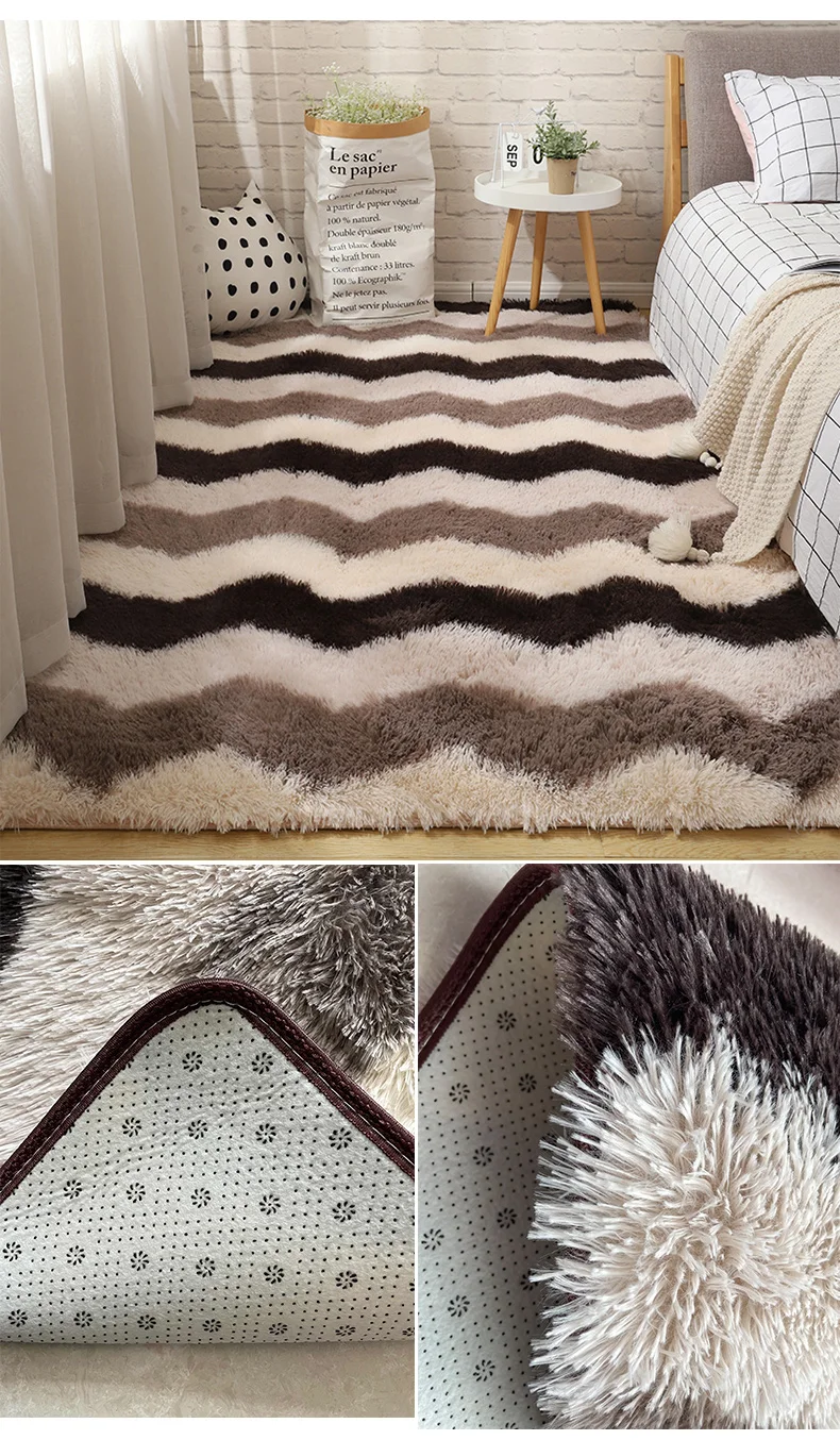 

8009 Soft Shaggy Carpet Living Room Fluffy Children Rugs Large Beige Plush Area Rug for Bedroom Kids Room Nursery Modern Home
