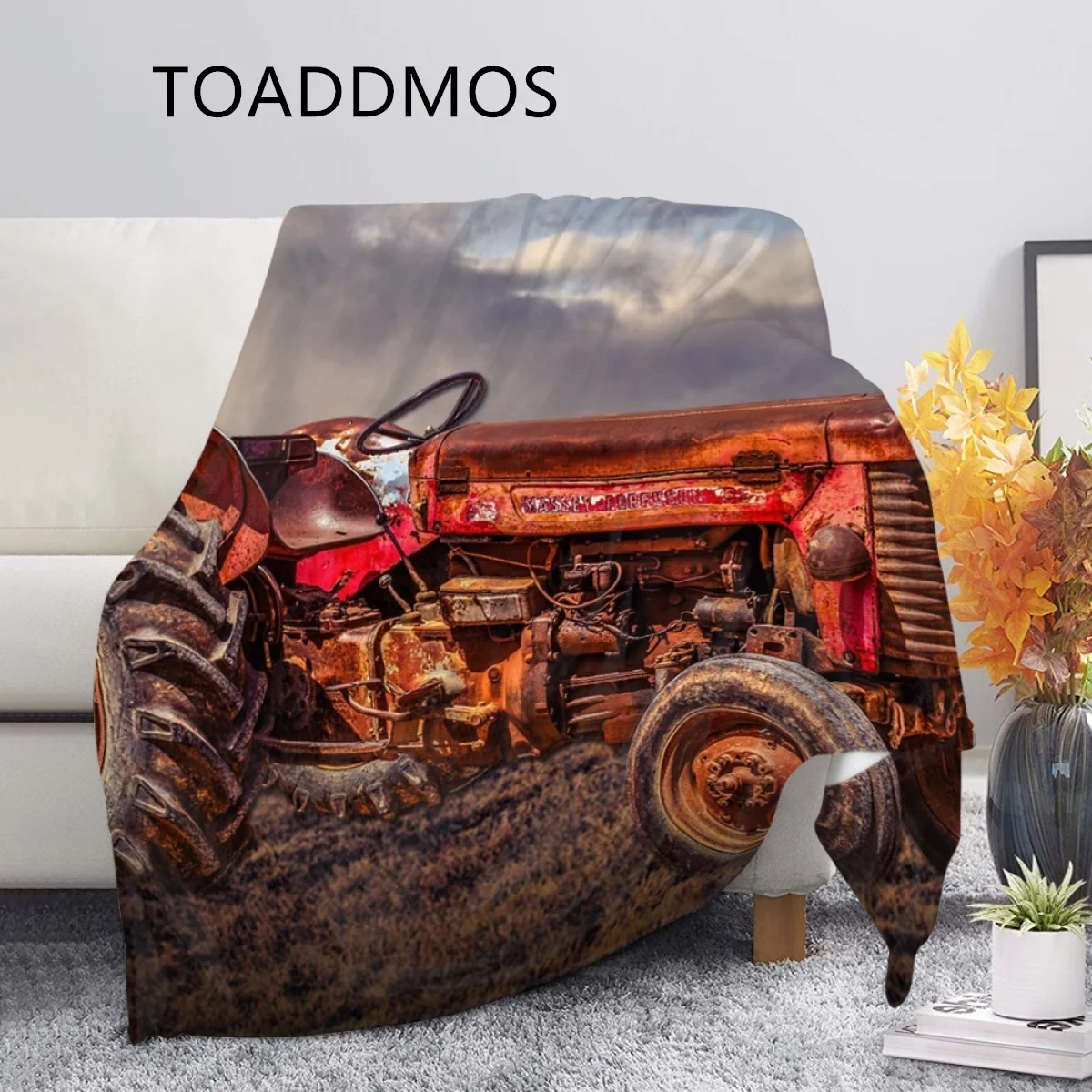 

TOADDMOS дизайнерское Флисовое одеяло из кораллового флиса для сельскохозяйственного трактора, тонкое одеяло для летнего дивана, одеяло для кемпинга и пешего туризма, домашний декор для мальчиков