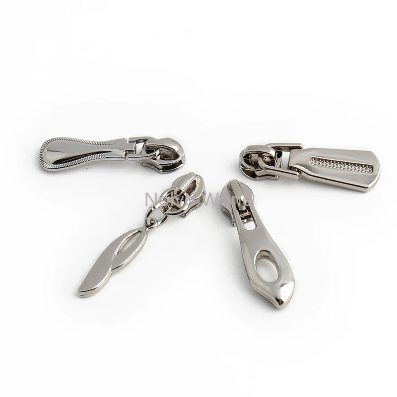 32/34/36/38/46MM 3#,5# Nylon Metal Zipper Slider Pulls For Leather Purse Luggage Backpack Bag Puller Head DIY Sewing Accessories