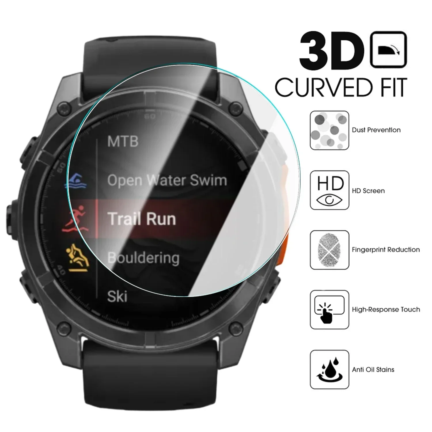 for Garmin Tactix 8 47MM 51MM Tempered Glass Smartwatch Screen Protectors HD Protective Films for Tactix8 47/51MM Accessories