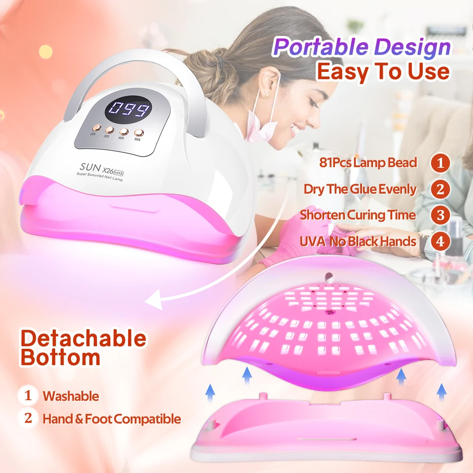 LEDu0026UV Nail Light 99W 自動センサー付き ネイルライト SUN X26 MAX Nail Dryer Machine 380W UV LED Lamp for Nails