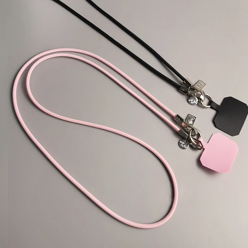 Cordão Longo do Telefone Móvel com Clipe de Couro Alça Universal Cor Sólida Simples Backable Anti Perda Crossbody - Image 5