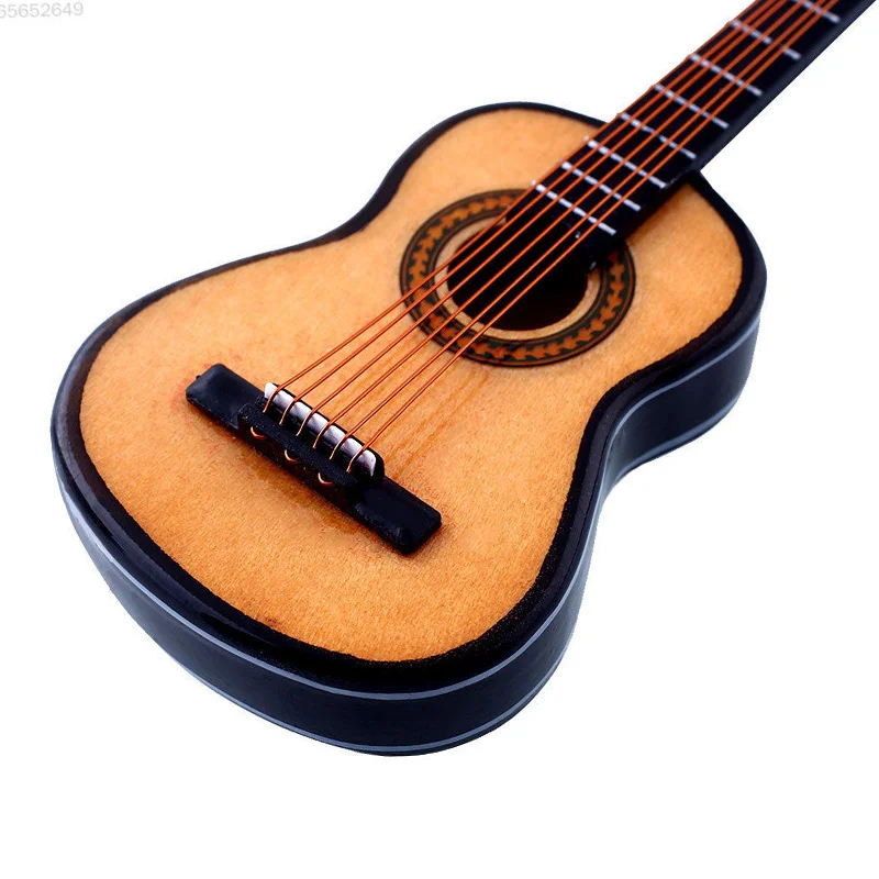 Mini Classic Guitar Wooden Birthday Gift Musical Instruments Model With Support Case