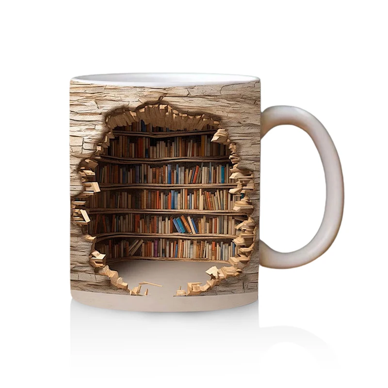 3D Bookshelf Ceramic Mug