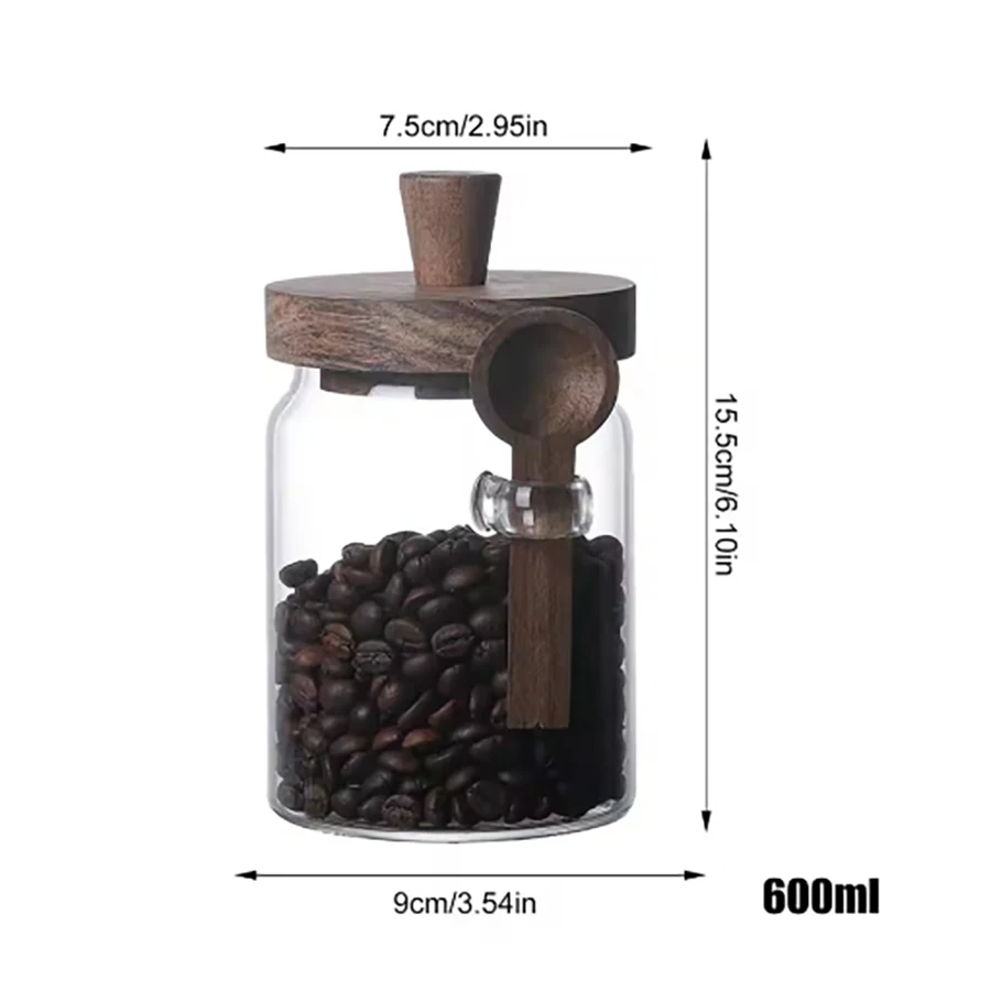 Airtight Glass Food Storage Containers with Wooden Lids - Sealed Jars for Sugar Coffee Candy