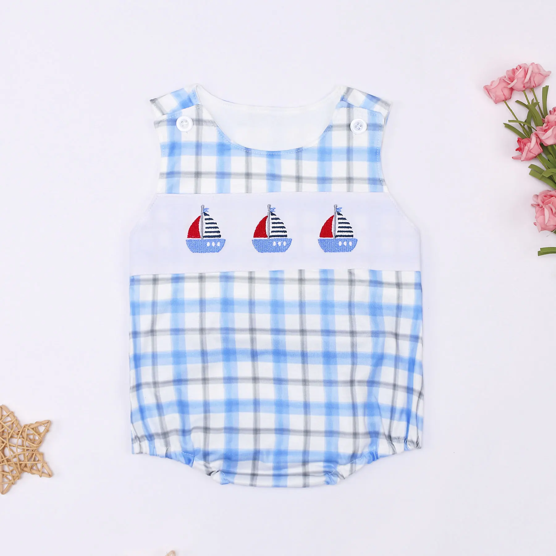 

Sailboat Jonjon Embroidery 0-3Y Baby Boy Romper Newborn Clothes Summer Clothes Cotton Outfit Baby Romper 2023