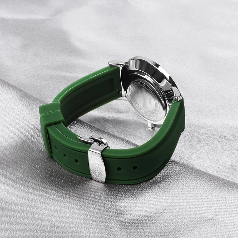 Sporty Silicone Watch Strap with Stainless Steel Butterfly Clasp