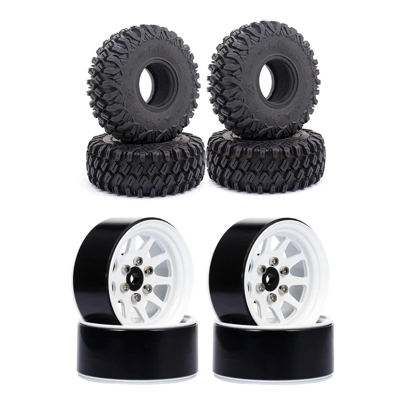 

1Set 1.9 Beadlock Wheel Rims For Axial SCX10 AXI03007 90046 Traxxas TRX4 & 4PCS 120MM 1.9 Rubber Tyres Wheel Tires