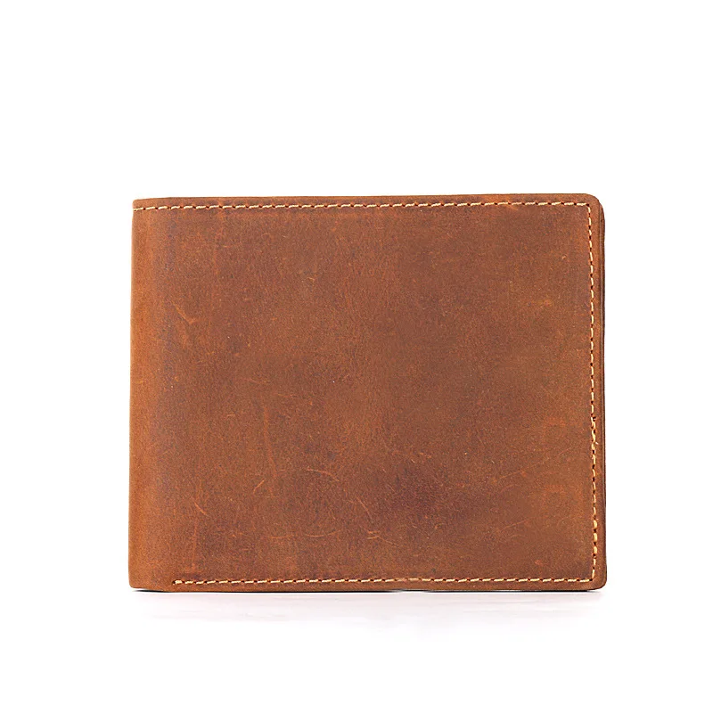 

Handmade Vintage Crazy Horse Genuine Leather Men Wallet Men Purse Leather Short Card Wallet For Male Money Clips Money Bag