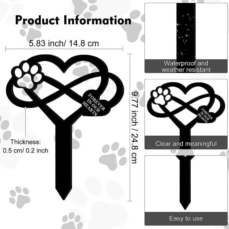 Dog Grave Marker Dog Cemetery Garden Stake Memorial Yard Decorations Pet Loss Outdoor Plaques Claw Sympathy Garden Grave