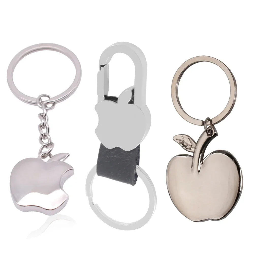 SmoothMetalCarKeychainforMenFruitAppleKeyRingLifeCreativeSmallGoodsAccessories