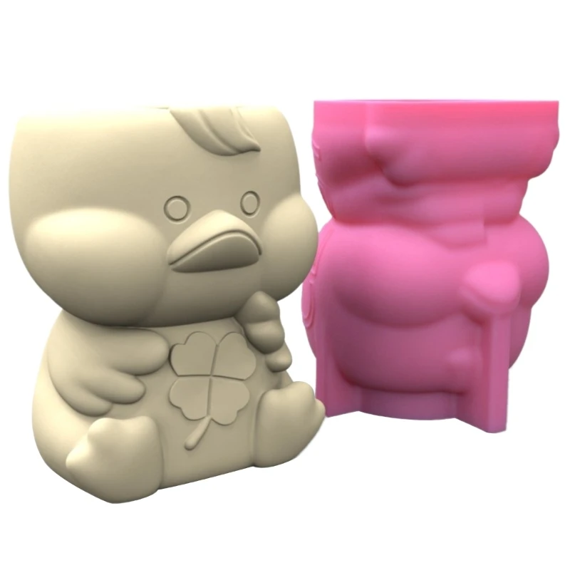 DIY Succulent Planter Silicone Mold Little Duck Flower Pot Concrete Mould 97QE