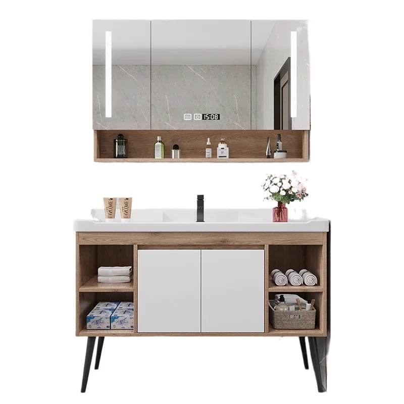 ic Luxury Bathroom Cabinets Multifunction Vanity with Sink Mirror Cabinets with Lamp Simple Home Furniture Arredo