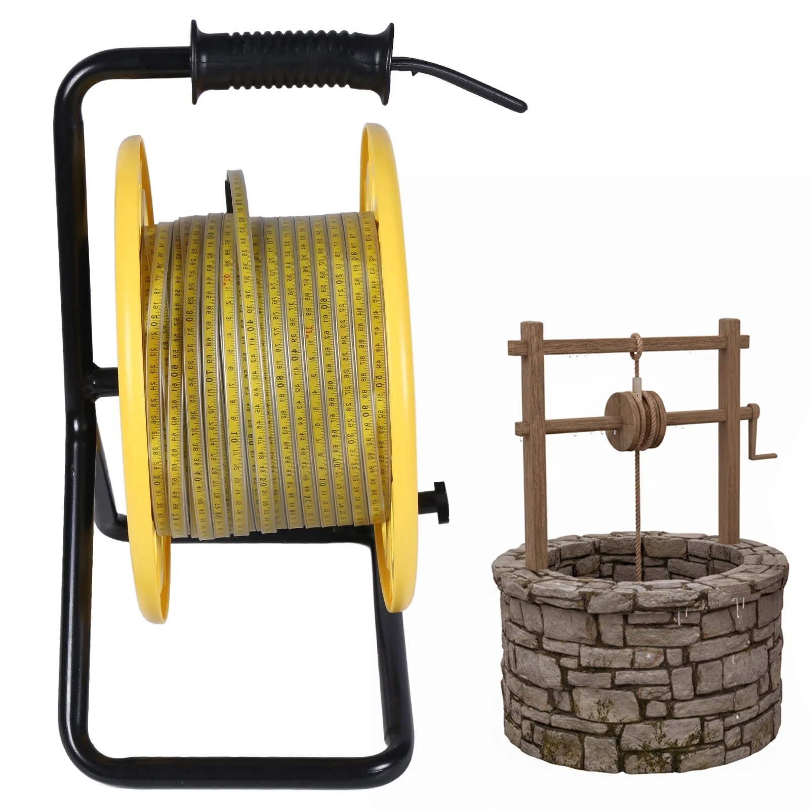 50m Water Level Gauge with Fixed Probe and Steel Tape Portable Ruler Water Level Meter Sensor for Wells Boreholes Reservoirs