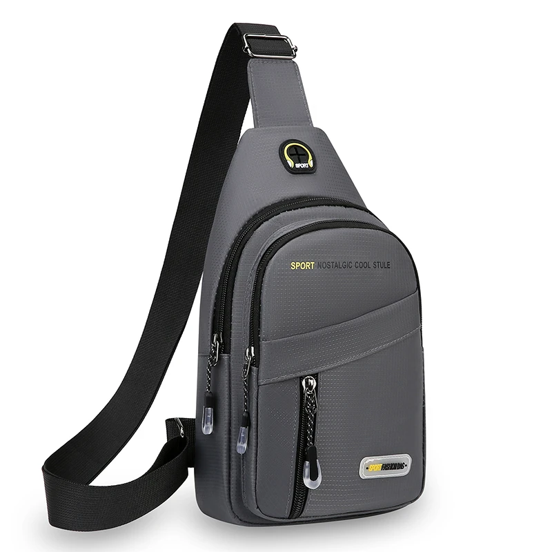 Men's fashionable black crossbody bag with adjustable shoulder straps and zipper closure, ideal for daily commuting and exercise