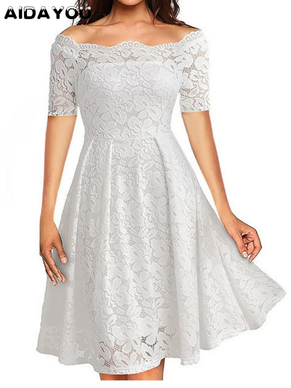 Elegant Sexy Lace Dress Vintage Women Long sleeve Short Sleeve Fashion Dresses  for Banquet Festival ouc3037