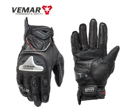 

Motorcycle Gloves Vemar Leather Guantes Motorbike Breathable Touch Screen Black Luvas Gift For Men