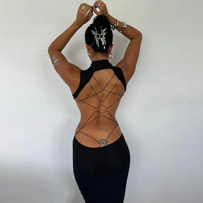 European And American Style Sexy Backless Bow Dress For Women 2024 Spring New Style Spicy Girl Long Dress 2