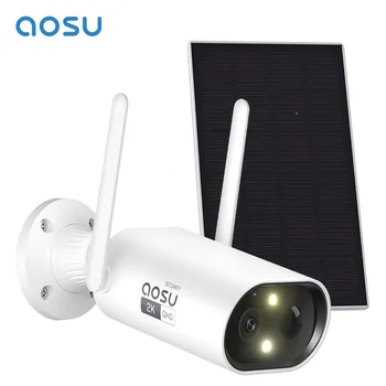 AOSU 3MP Wifi Solar Camera 100% Wire-free Outdoor Built-in Battery Security Camera Color Night Vision 2-Way Audio CCTV Cam 1