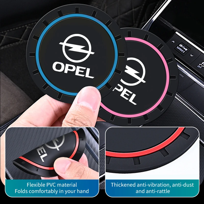 Car Silicone Coaster Anti-Slip Water Cup Drink Mat 2Pcs For Opel Zafira Meriva Mokka Vivaro Vectra Antara Ampera cup holder coasters car coaster pads