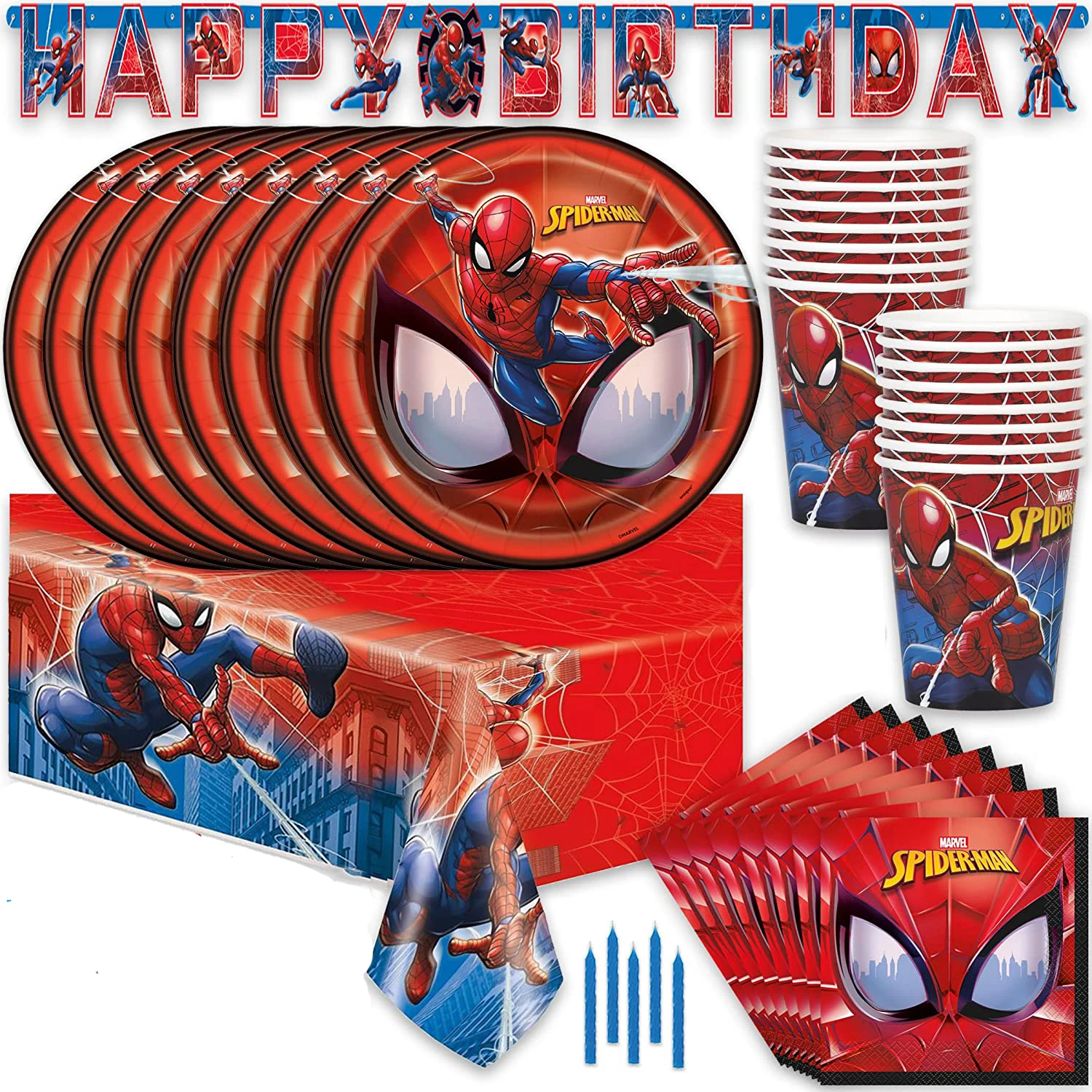 Disney Spiderman Party Supplies Paper Napkins Tablecloth Plates