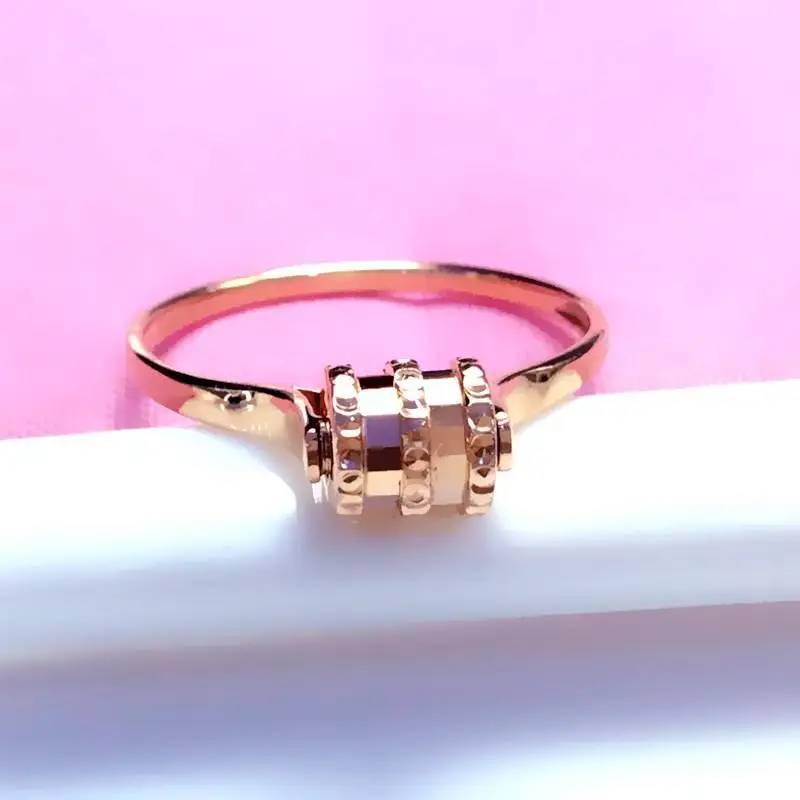 

585 Purple Gold Plated 14K Rose Gold Geometric Cylindrical Rings for Women Adjustable Fashion Light Luxury Charm Party Jewelry