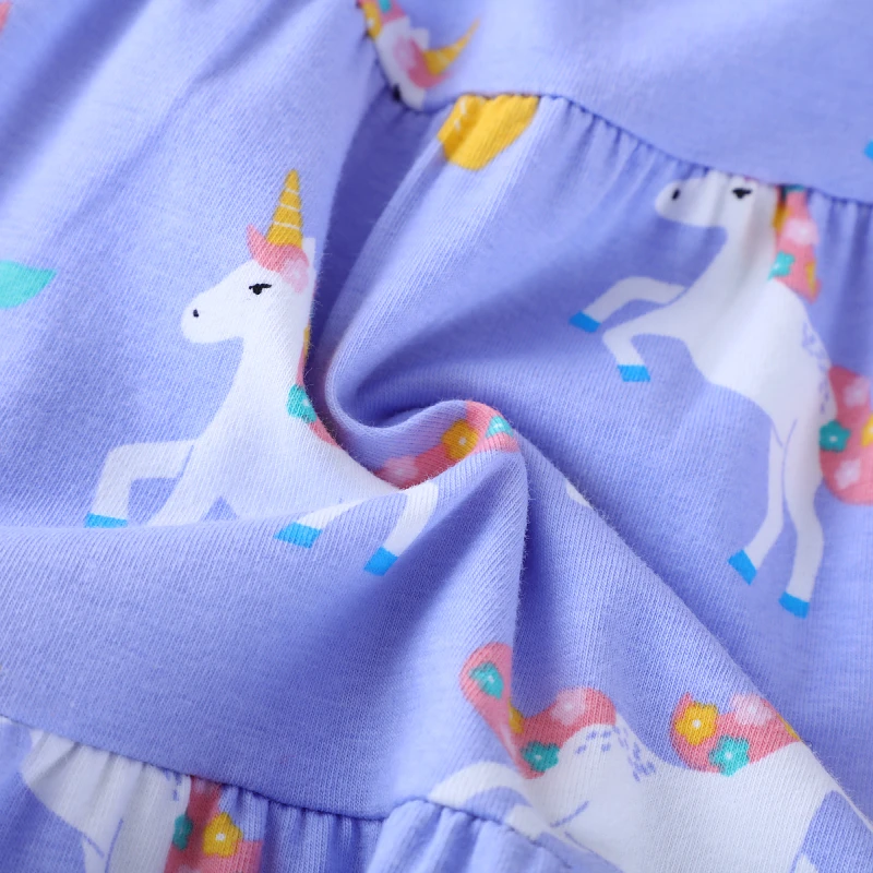 Little maven Summer Children's Clothing Cartoon Unicorn Rainbow Girl Princess Dress Kids Clothes Birthday Gifts Print Knit Skirt