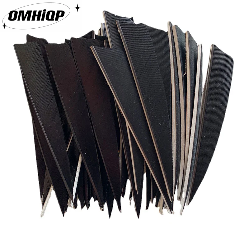 

100Pcs 4" Right/Left Wing Shield Cut Black Arrow Feathers Striped Real Turkey Cut Feather Archery Accessories Fletching Feathers
