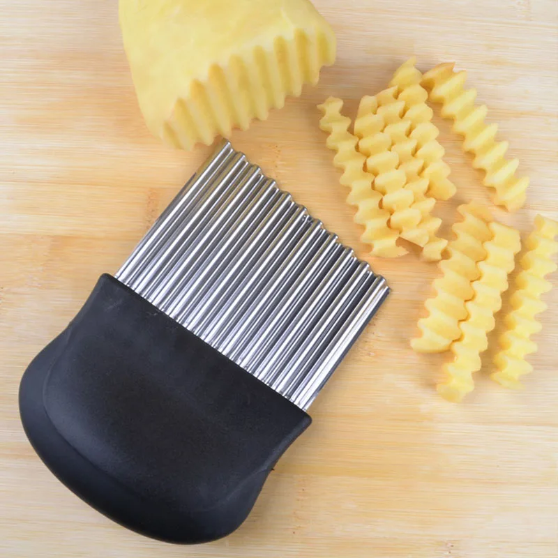 Stainless Steel Potato Chip Slicer Dough Vegetable Fruit Crinkle Wavy Slicer Knife Potato Cutter Chopper French Fry Maker Tools vegetable slicer