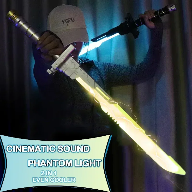 

71cm Cyberpunk Lightsaber Katana Cosplay 2-in-1 Sword of Justice Seven Colors With Sound Effects Cool Kids Toy Gifts for Boys