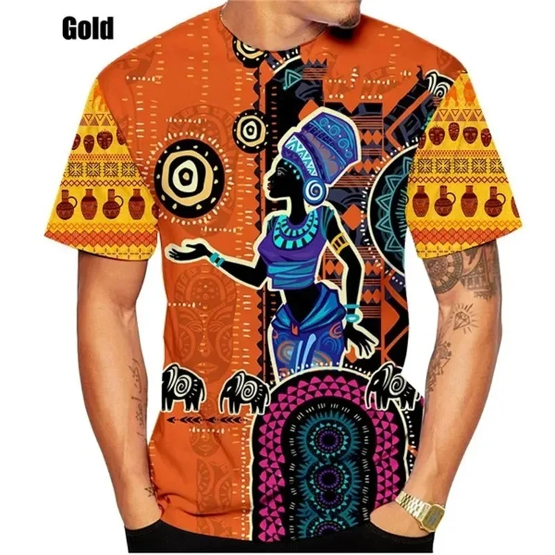 

3D Print African Dashiki Ethnic Style Graphic T Shirts For Men Women Short Sleeve Round Neck Tee Tops Men's Oversized Tshirt