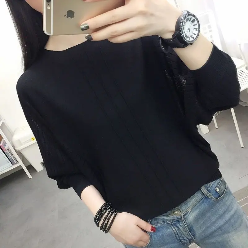 

2022 Spring Autumn O Neck Long Sleeve Solid Loose Knitwear Women Casual Simple All Match Basic Top Female Knitted Sweater Jumper