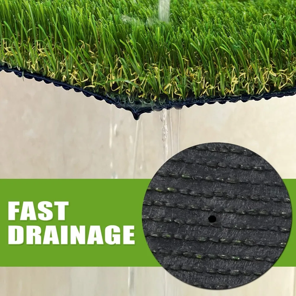 Premium Artificial Grass Outdoor Rug, 1.38" Realistic Thick Turf for Garden, Yard, Fake Lawn, Dogs Synthetic Grass Mat