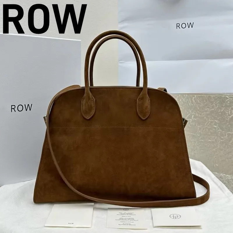 

R0W Classic Women's Handbag Women's 12 inch Margo Brown Suede Silver Accessories Large Capacity Handbag