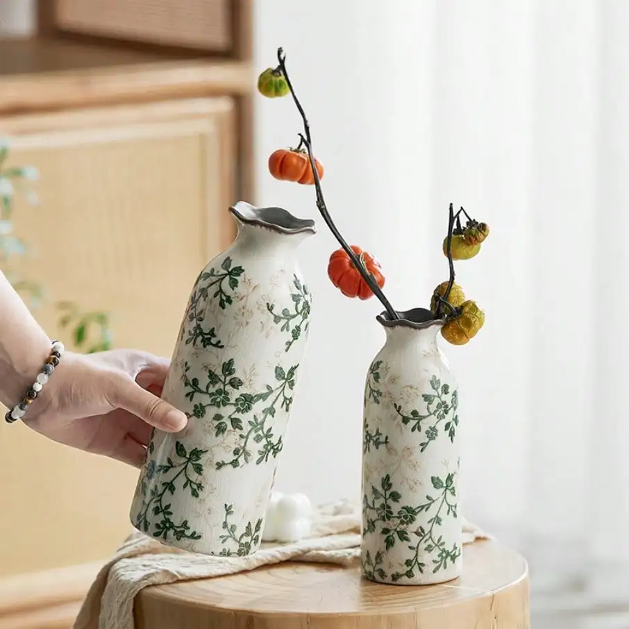 Crackle Ceramic Flower Vase Hydroponic Vase Table Decor Floral Arrangement Valentine's Day Gifts Birthday Graduation Gift