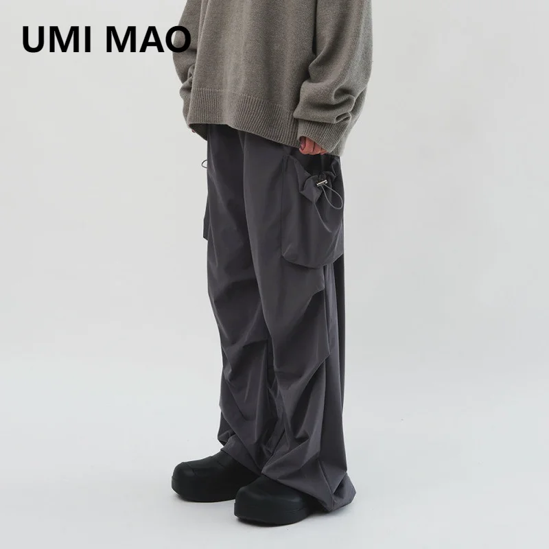 

UMI MAO American Functional Workwear Pants For Men's Autumn Loose Niche Design Wide Leg Straight Leg Casual Long Men Trousers